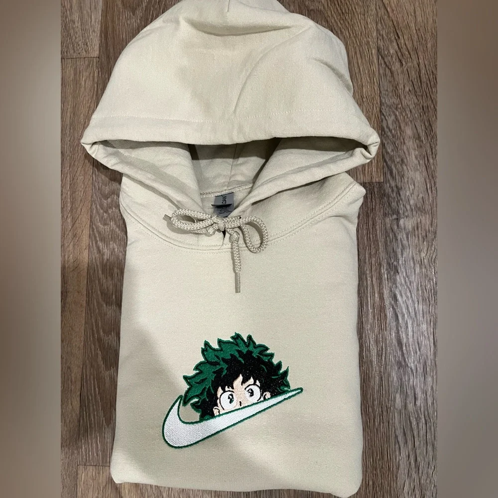 Deku check Cream Hoodie anime my hero academia izuku midoriya - Picture 2 of 6